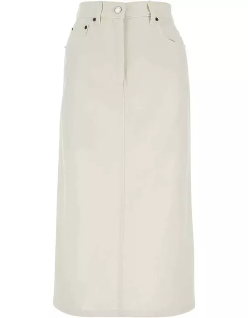 Prada High-waist Denim Midi Skirt