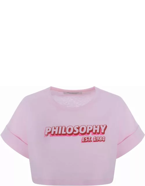 T-shirt Philosophy Di Lorenzo Serafini logo Cropped In Cotone