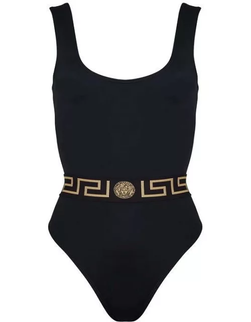 VERSACE ICON Belt Logo Swimsuit - Black
