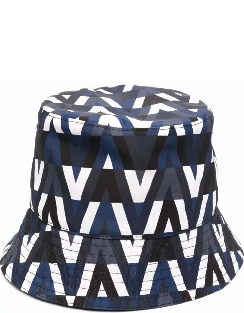 Reversible blue Optical Valentino bucket Hat