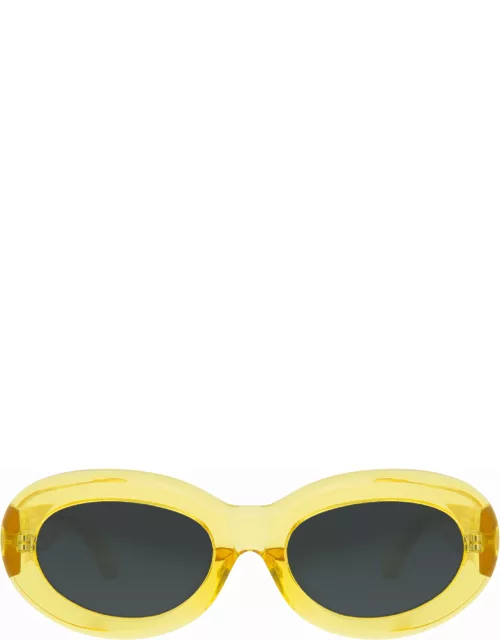 Dries Van Noten Oval Sunglasses in Yellow