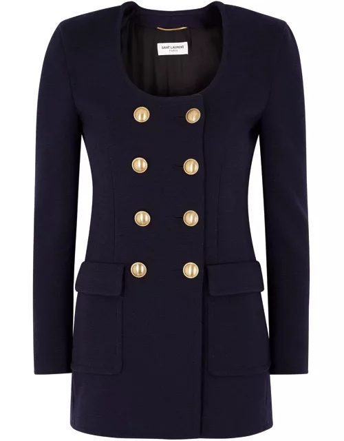 Saint Laurent Navy Double-breasted Wool-blend Jacket