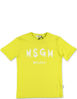 Msgm T-shirt Giallo Fluo In Jersey Di Cotone
