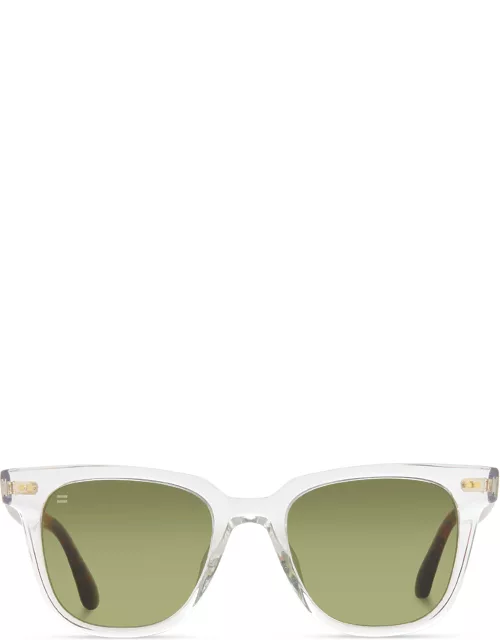 TOMS Sunglasses White Unisex Vintage Crystal With Bottle Green Lens - Memphis 301
