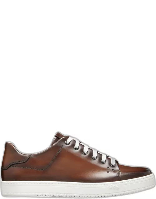 Men's Burnished Leather Low-Top Sneaker