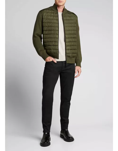 Men's Hybridge Knit-Sleeve Puffer Jacket