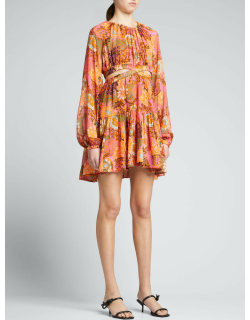 Izzy Floral Silk Cutout Dress