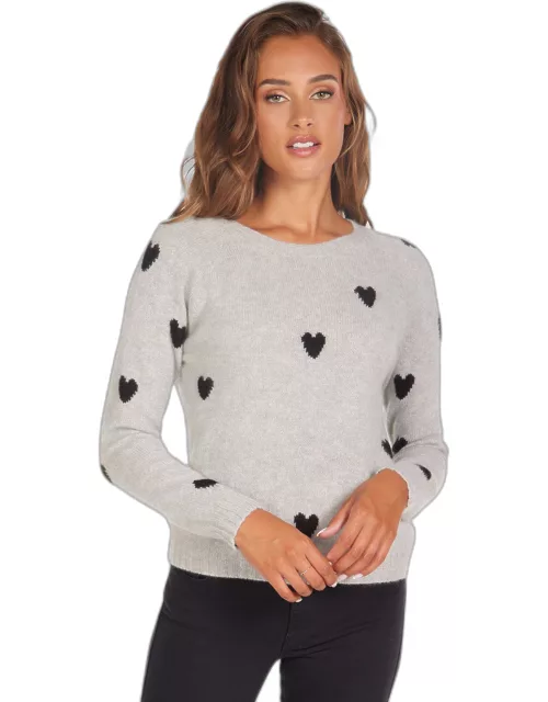 Godric Cashmere Heart Sweater - Heather Grey/Black