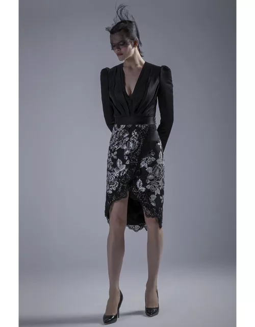 Gatti Nolli by Marwan Long Sleeve Top with Floral Skirt