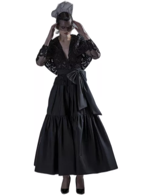 Gatti Nolli by Marwan Sheer Black Top with Skirt