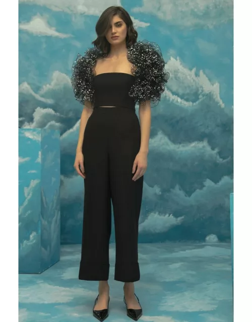 Gemy Maalouf Strapless Crop Top with Pant and Bolero