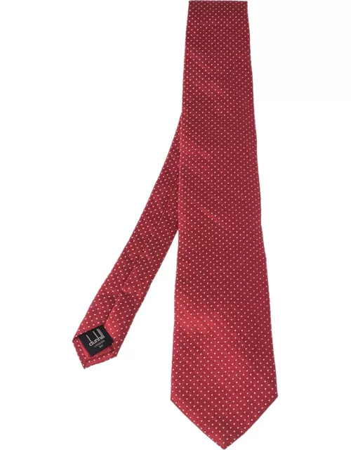 Dunhill Red Dot Patterned Jacquard Silk Tie