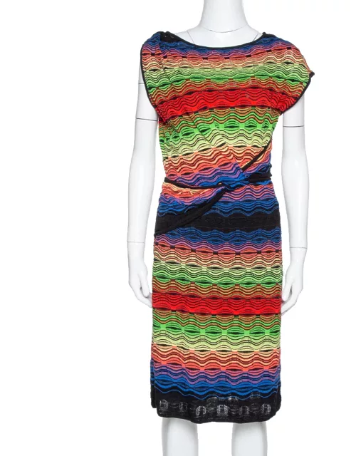 M Missoni Multicolor Wavy Linen Blend Knit Sleeveless Dress