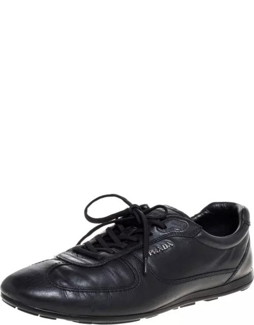 Prada Sport Black Leather Lace Low Top Sneaker