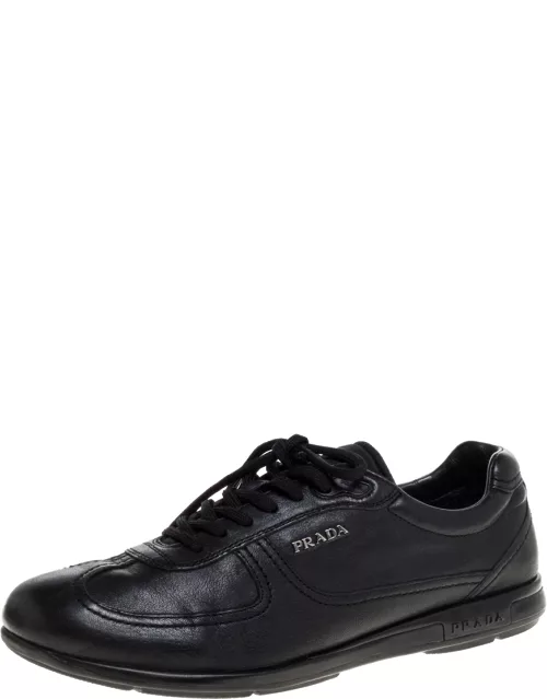 Prada Sport Black Leather Lace Up Low Top Sneaker