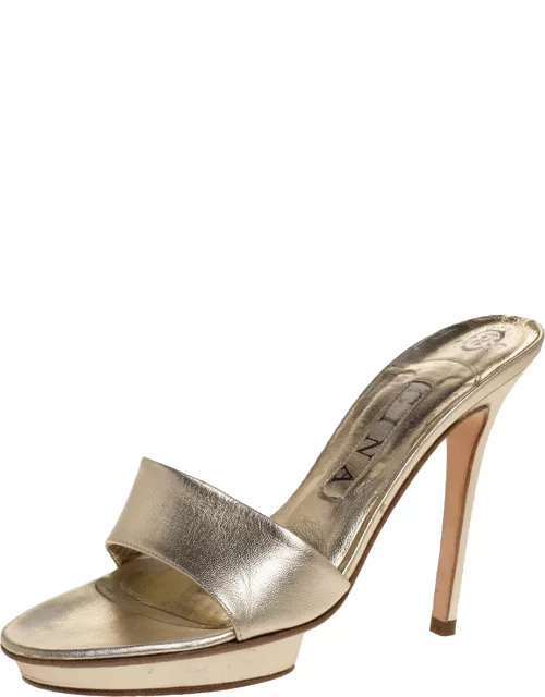 Gina Metallic Gold Leather Slide Sandal