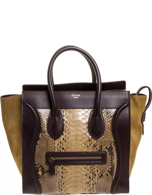 Celine Multicolor Python Suede and Leather Mini Luggage Tote