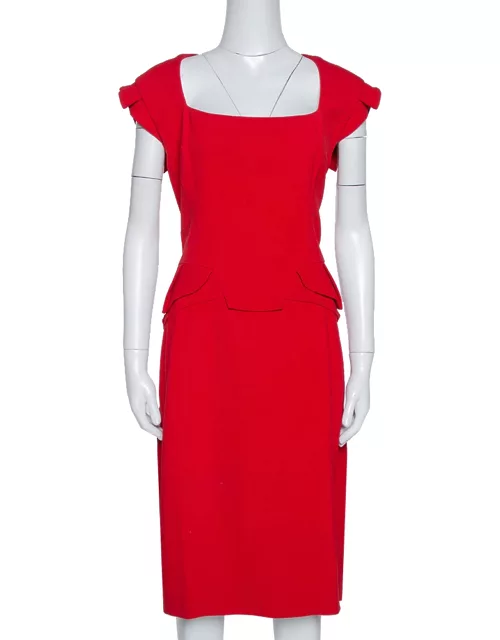 Elie Saab Red Stretch Crepe Midi Dress