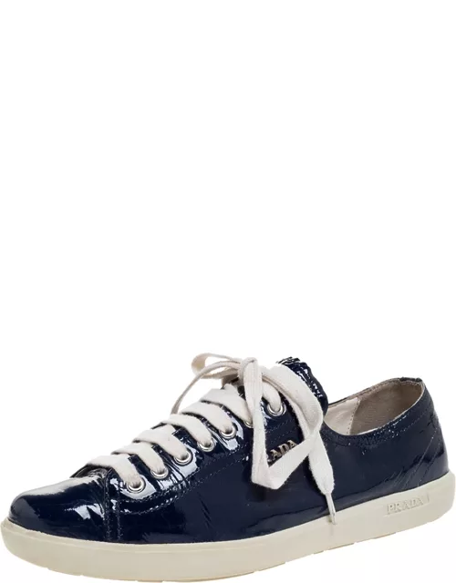 Prada Sport Blue Patent Lace Up Sneaker