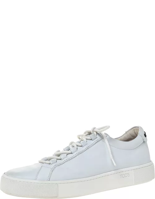 Tod's White Leather Low Top Lace Up Sneaker
