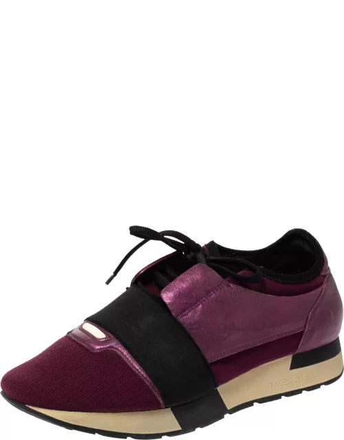 Balenciaga Purple/Black Neoprene and Leather Race Runner Sneaker