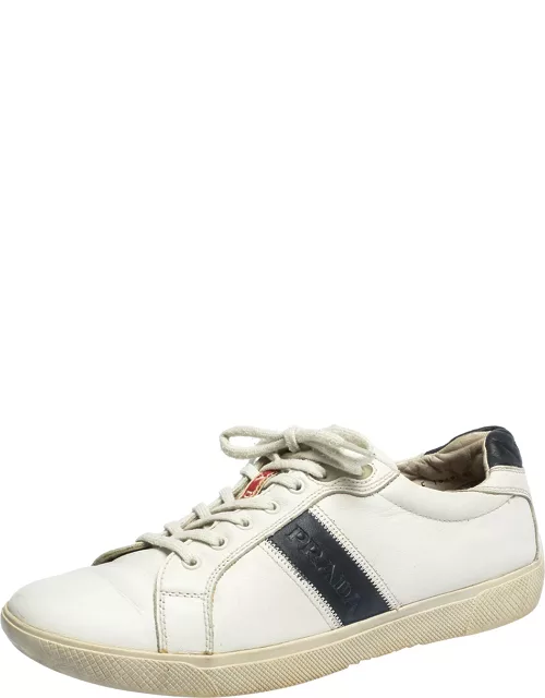 Prada White Leather Low Top Sneaker