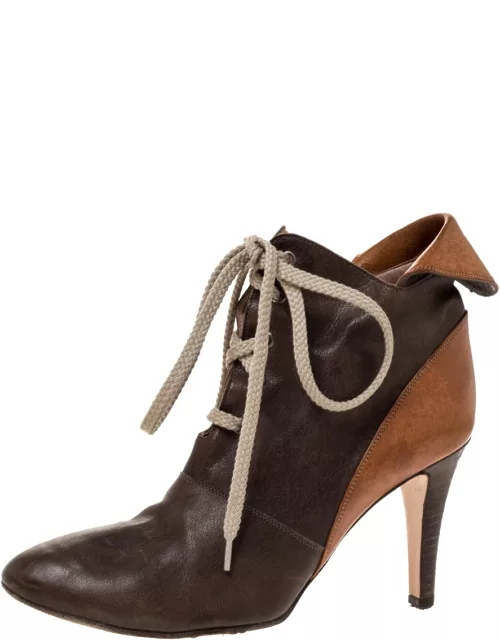 Chloe Brown Leather Pointed Toe Ankle Bootie