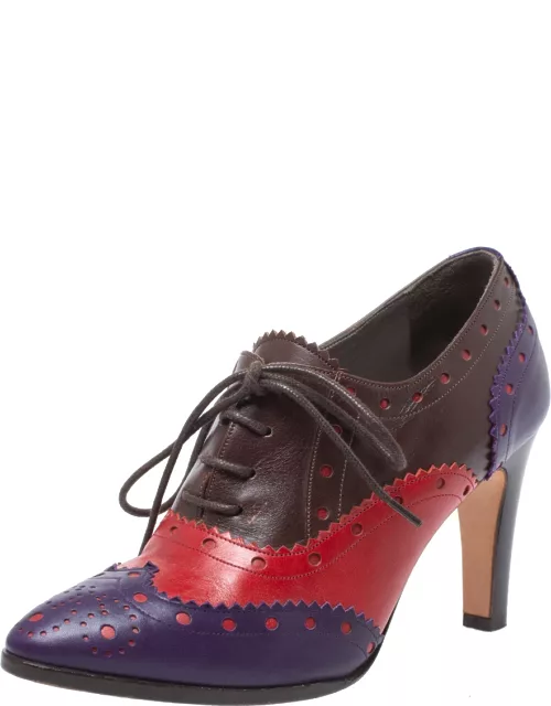 Etro Tricolor Leather Brogue Oxford Ankle Bootie