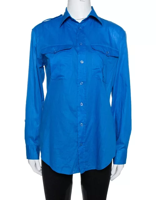 Ralph Lauren Blue Cotton Button Front Shirt