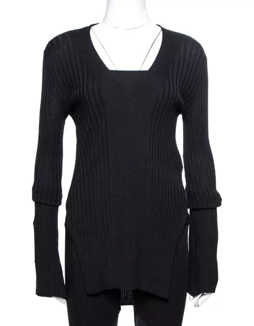 Stella McCartney Black Ribbed Knit Fitted Sweater