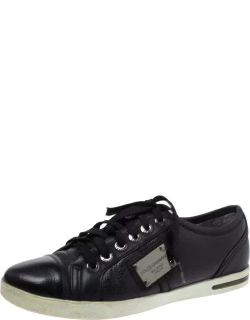 Dolce & Gabbana Black Leather Lace Low Top Sneaker
