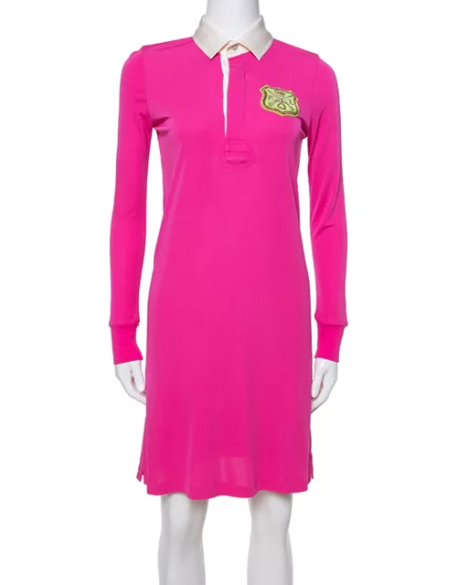 Ralph Lauren Pink Jersey Logo Crest Detail Polo Dress
