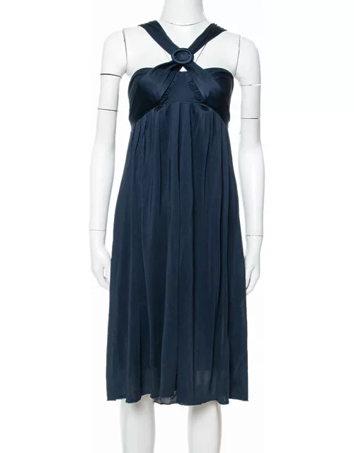Max Mara Midnight Blue Silk Jersey Halter Neck Dress