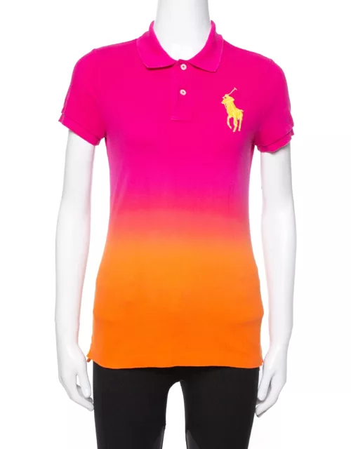Ralph Lauren Pink Ombre Cotton Pique Skinny Polo T-Shirt