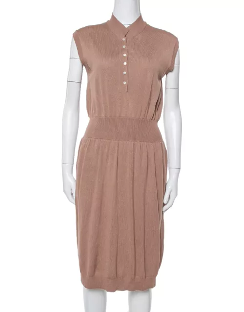 Yves Saint Laurent Chestnut Brown Wool Knit Sleeveless Dress
