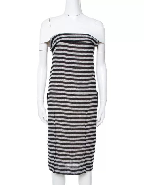 Roland Mouret Monochrome Striped Cotton Basketweave Layan Dress