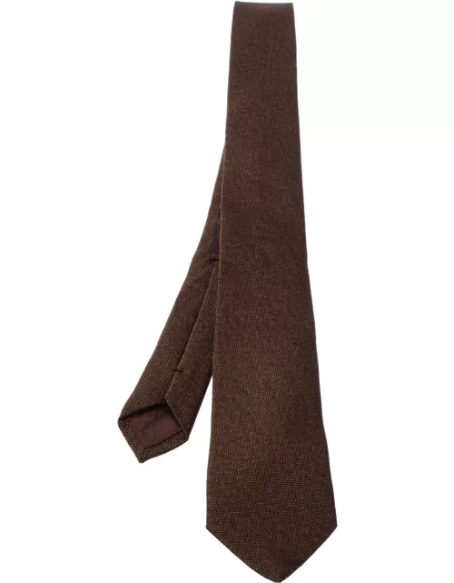 Etro Brown Cotton Silk Narrow Tie