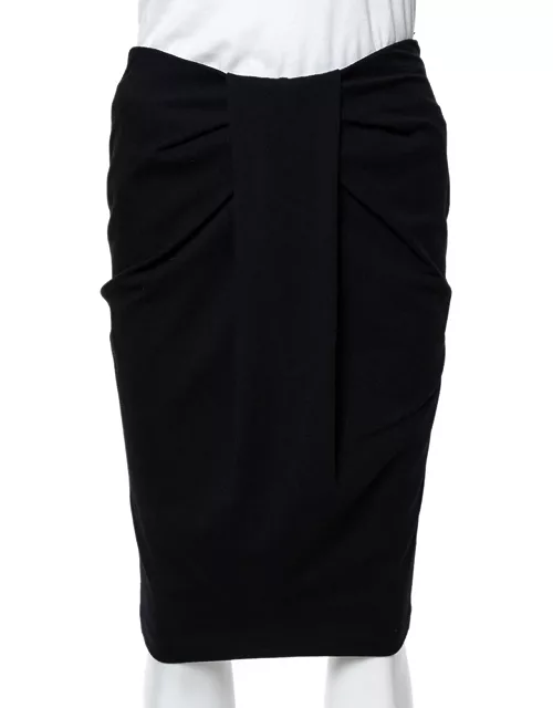 Emporio Armani Black Jersey Pleat Front Pencil Skirt