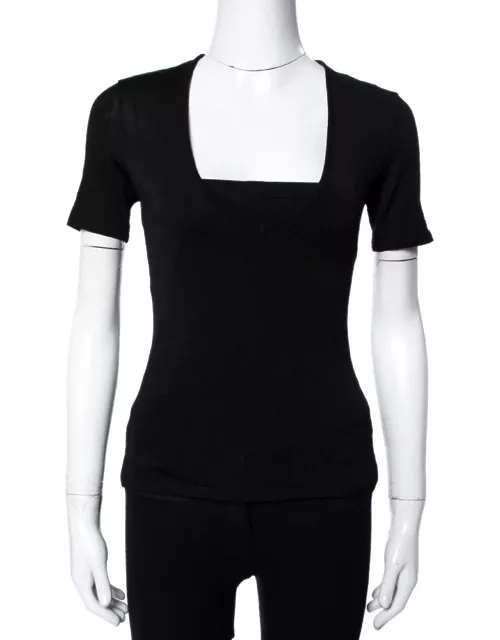Balmain Black Jersey V-Neck T-Shirt