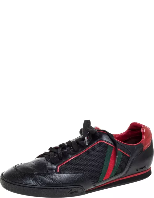 Gucci Black/Red Mesh Fabric and Leather Vintage Tennis Web Low Top Sneaker