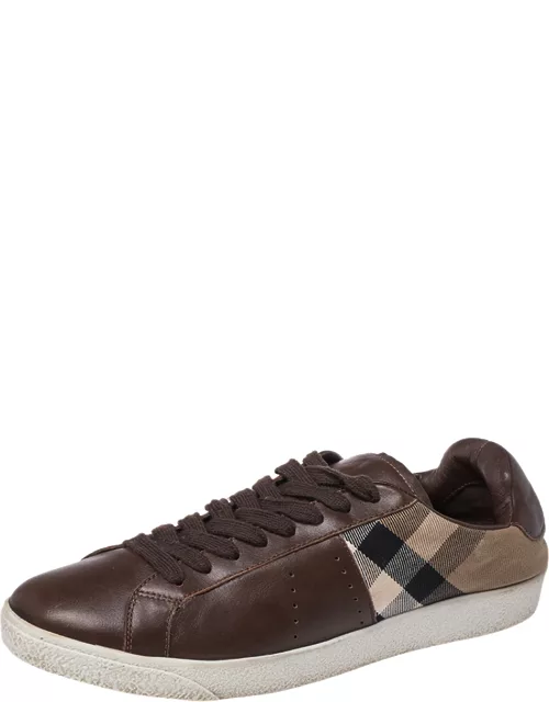 Burberry Brown Canvas And Leather Lace Sneaker