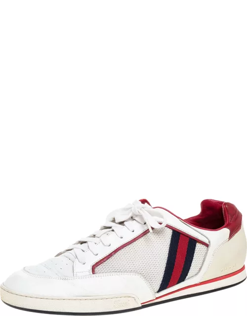 Gucci White Web Leather and Mesh Tennis 83 Lace Up Sneaker