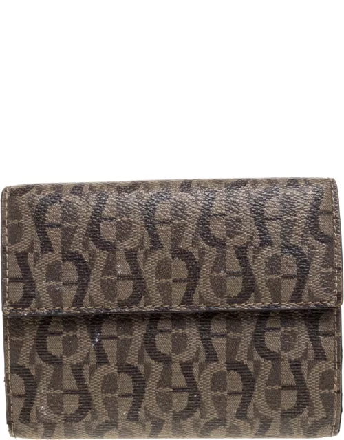 Aigner Brown Signature Coated Canvas French Wallet