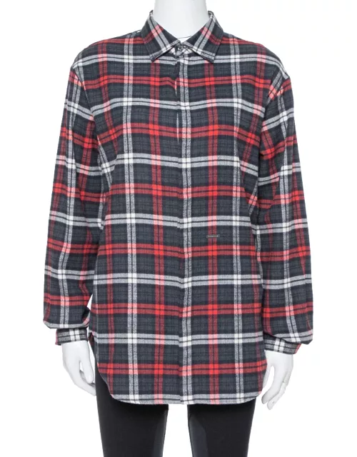 Dsquared2 Red & Grey Cotton Checked Flannel Shirt
