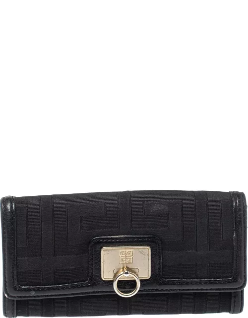 Givenchy Black Canvas and Leather Continental Wallet