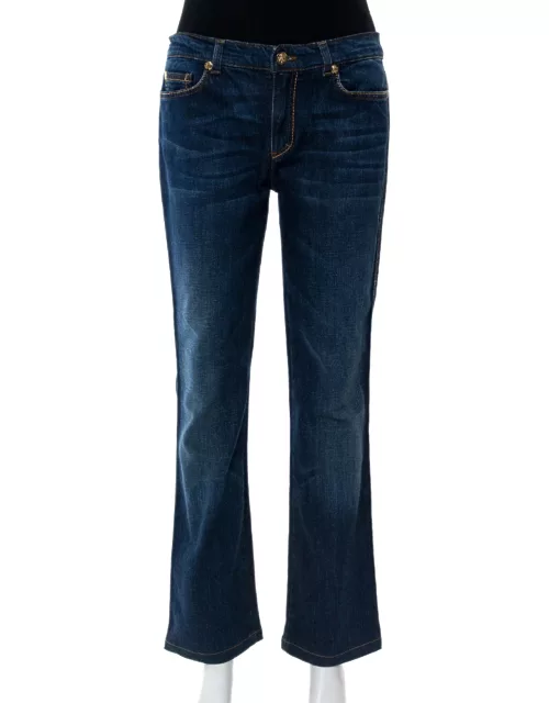 Roberto Cavalli Indigo Dark Wash Denim Straight Fit Jeans