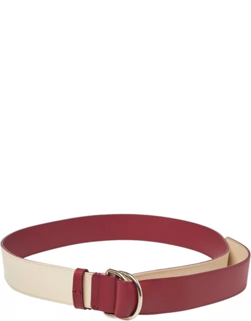 Burberry Wine Red/Ivory Leather Double D Ring Reversible Belt