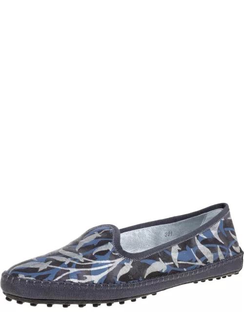 Tod's Multicolor Floral Printed Canvas Gommino Smoking Slipper