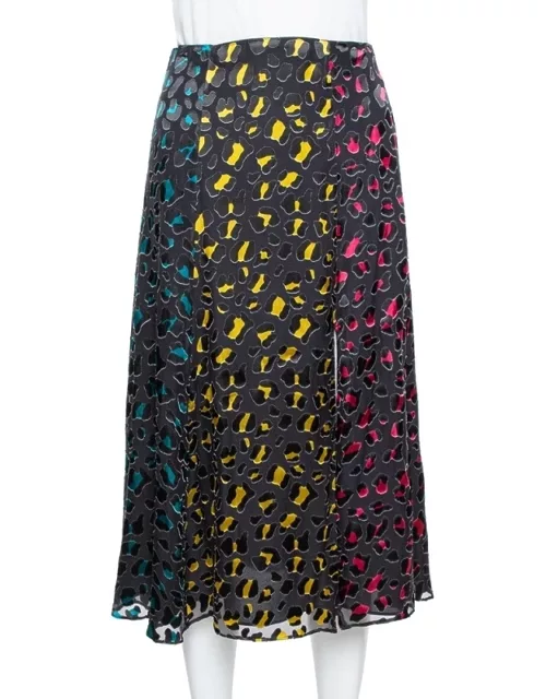 Alice + Olivia Multicolor Leopard Print Burnout Silk Janessa Skirt