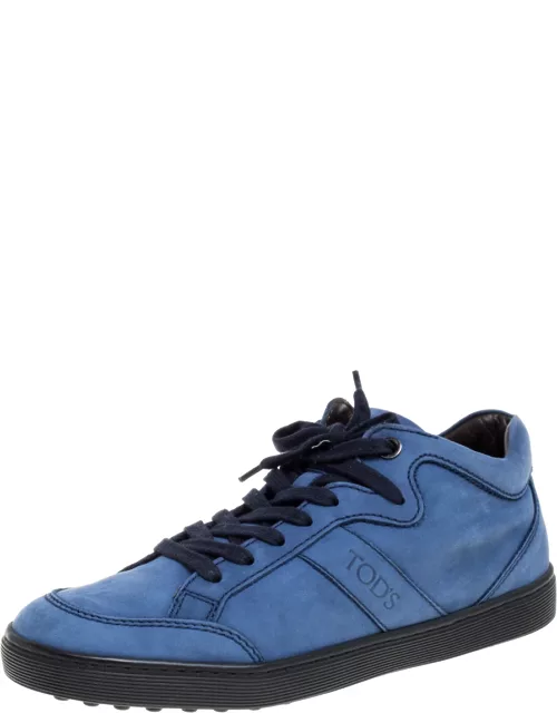 Tod's Blue Suede Low Top Sneaker